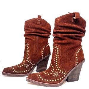 Jessica Simpson LARNA Western Boots, size 9M, Nut Cow Suede, NIB